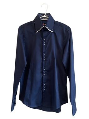 7 Camicie Italian Blue Double Collar Slim Fit Dress Shirt – Size S Like New